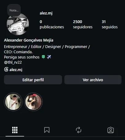 Captura del perfil de Instagram @alez.mj